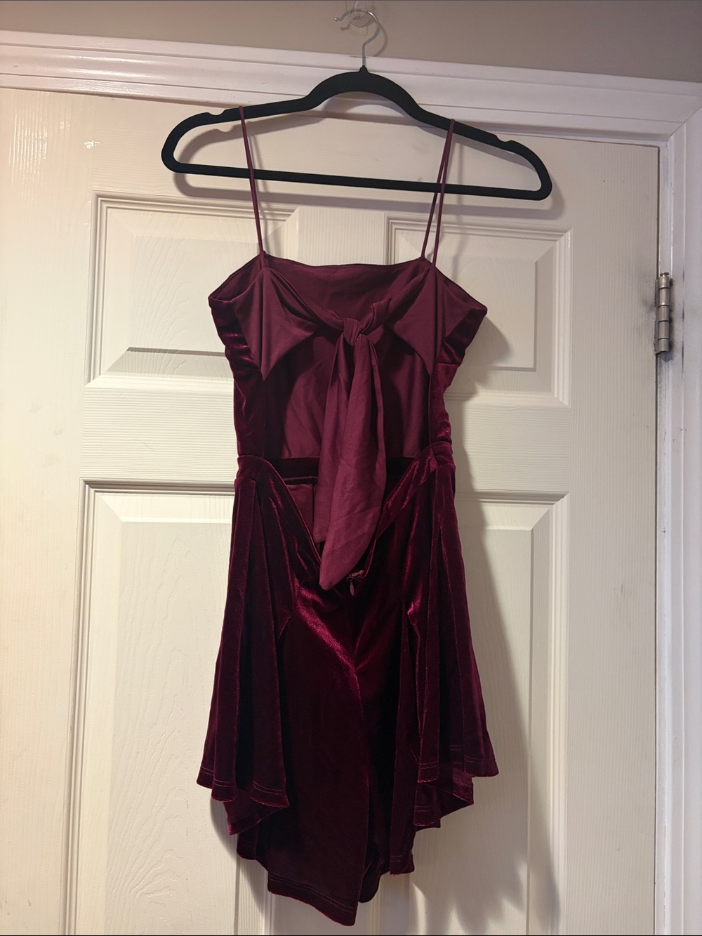 Lucy in the Sky Deep Wine Velvet Romper - Picture 4 of 5